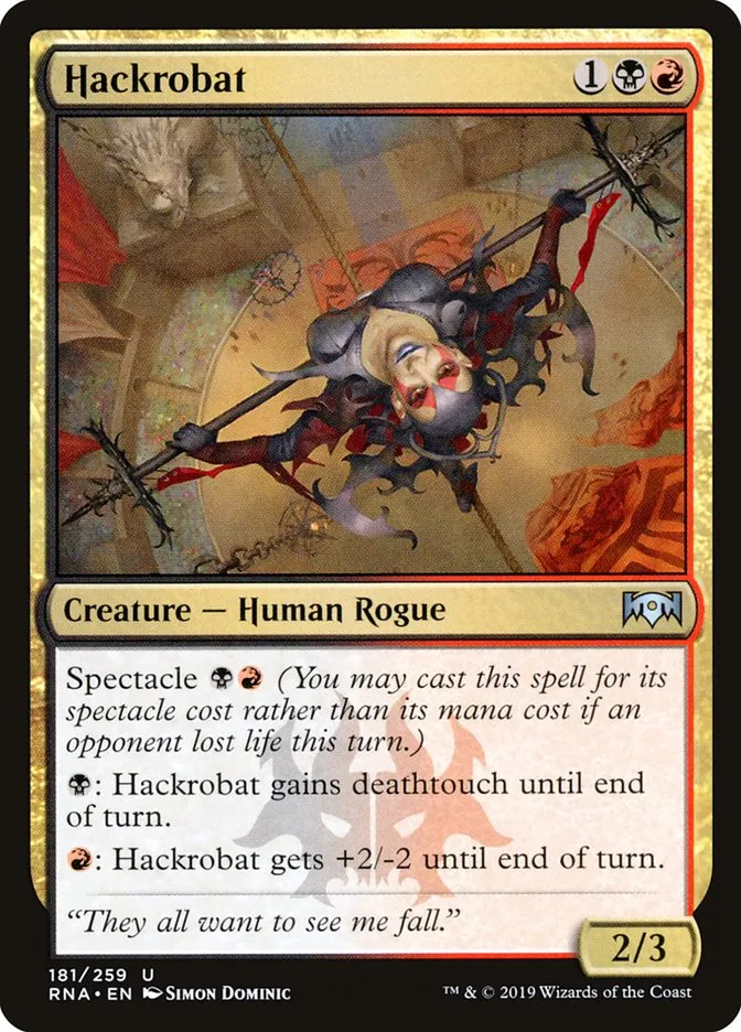 2019 Ravnica Allegiance Hackrobat #181 uncommon card image