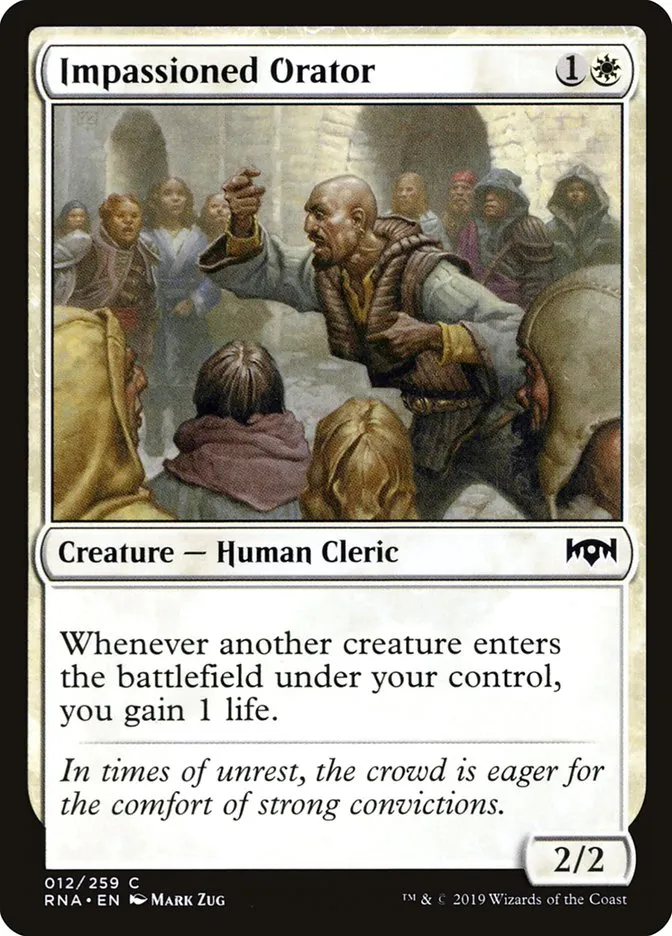 2019 Ravnica Allegiance Impassioned Orator common #12 common card image