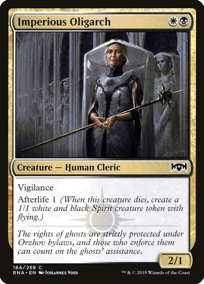 2019 Ravnica Allegiance Imperious Oligarch #184 common card image