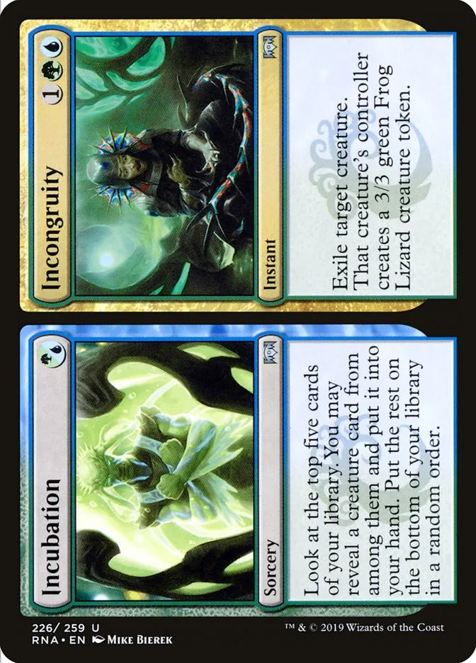 2019 Ravnica Allegiance Incubation // Incongruity #226 uncommon card image