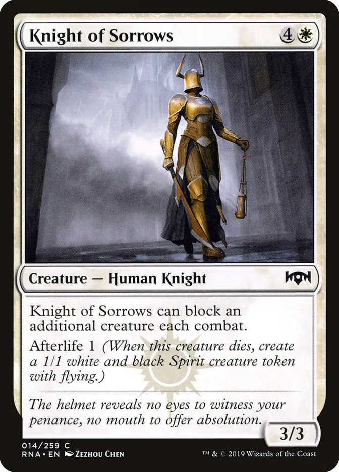 2019 Ravnica Allegiance Knight of Sorrows common #14 common card image