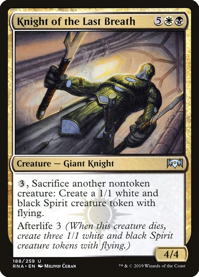 2019 Ravnica Allegiance Knight of the Last Breath #188 uncommon card image