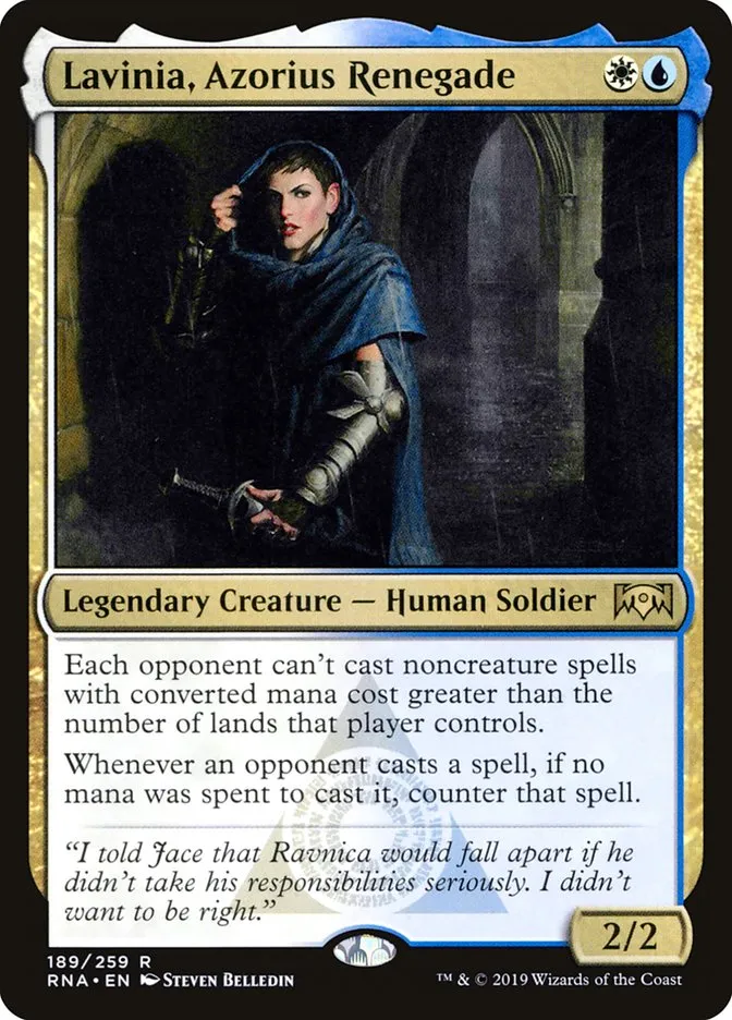 2019 Ravnica Allegiance Lavinia, Azorius Renegade #189 rare card image