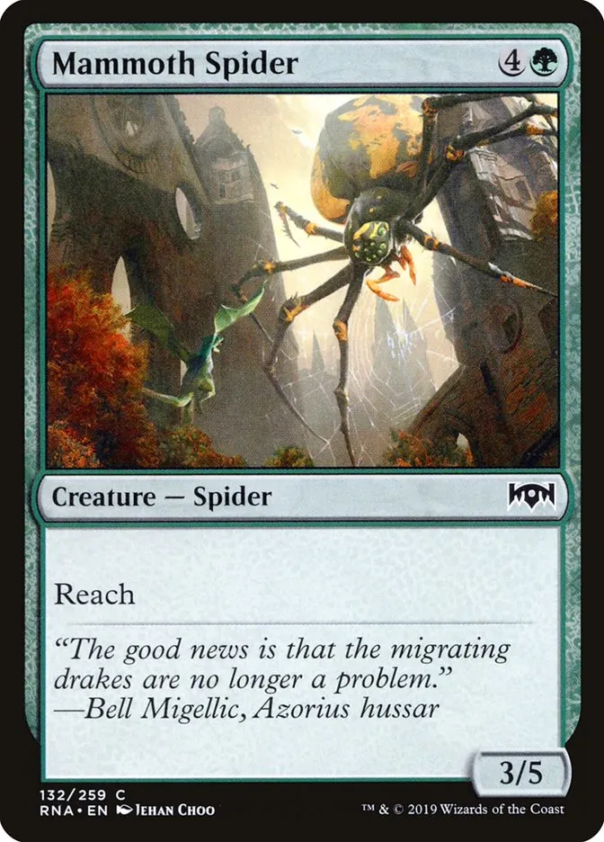 2019 Ravnica Allegiance Mammoth Spider #132 common card image