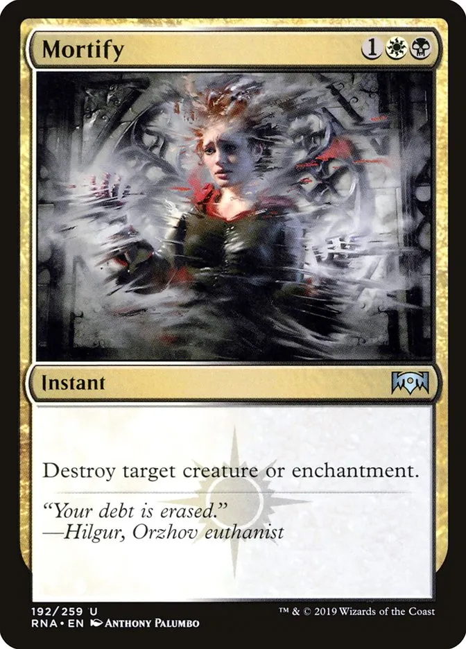 2019 Ravnica Allegiance Mortify #192 uncommon card image