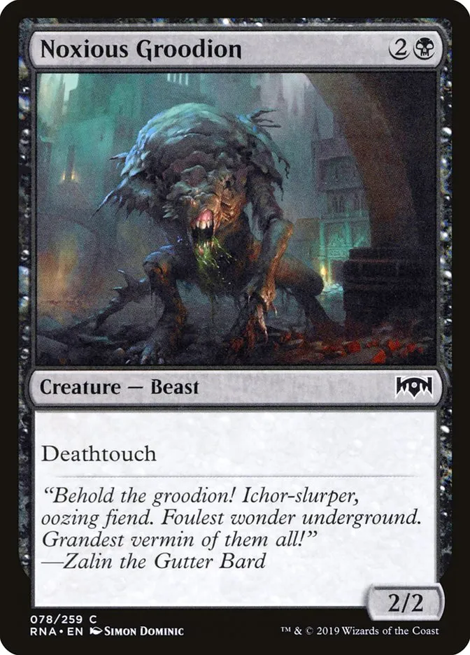 2019 Ravnica Allegiance Noxious Groodion #78 common card image