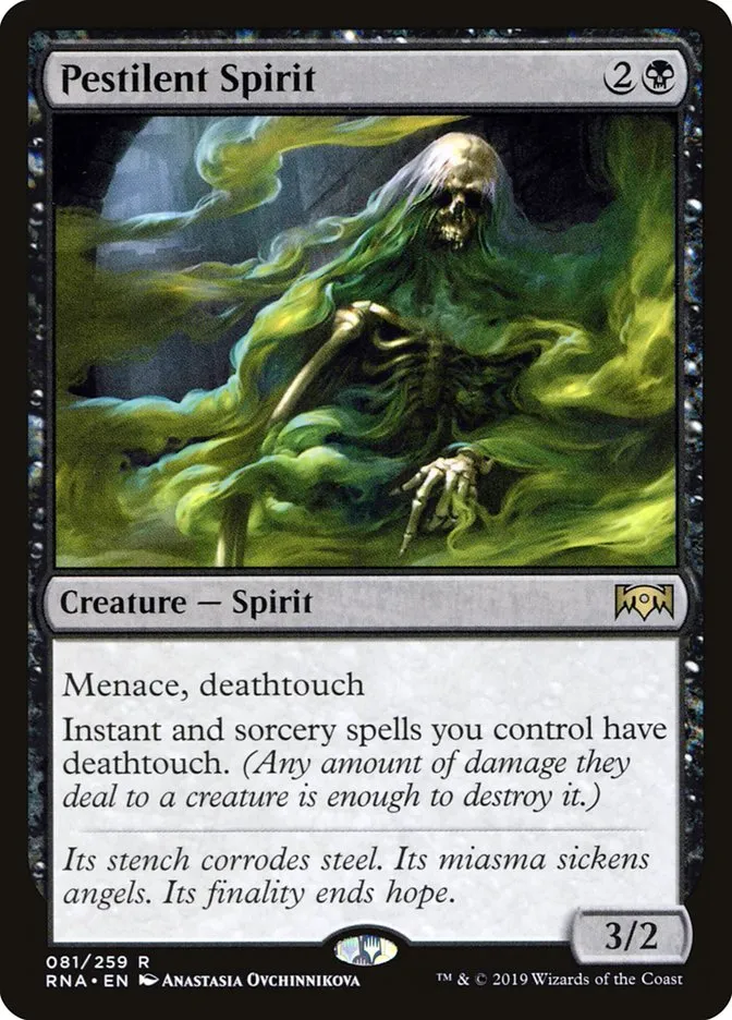 2019 Ravnica Allegiance Pestilent Spirit #81 rare card image