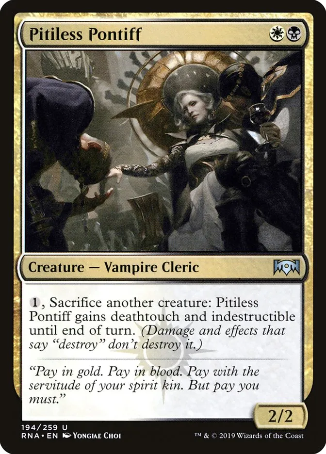 2019 Ravnica Allegiance Pitiless Pontiff #194 uncommon card image
