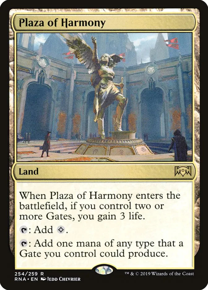 2019 Ravnica Allegiance Plaza of Harmony #254 rare card image
