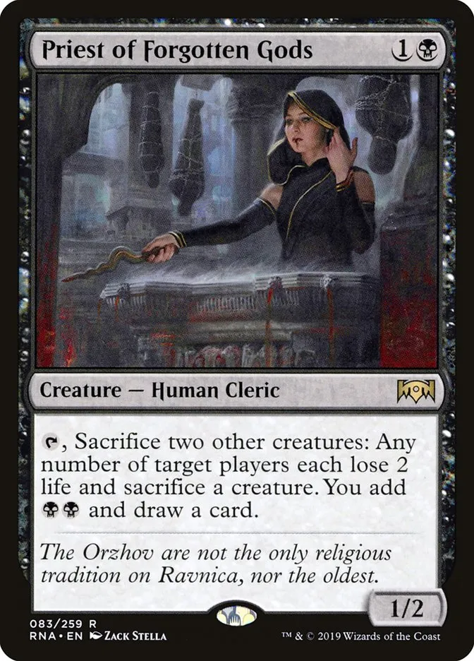 2019 Ravnica Allegiance Priest of Forgotten Gods #83 rare card image