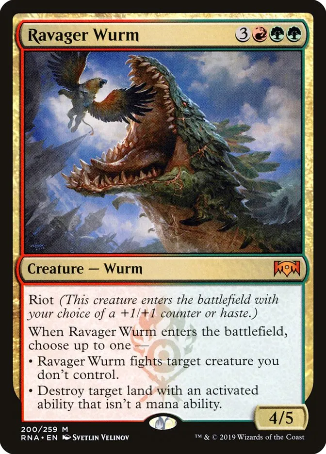 2019 Ravnica Allegiance Ravager Wurm #200 mythic card image