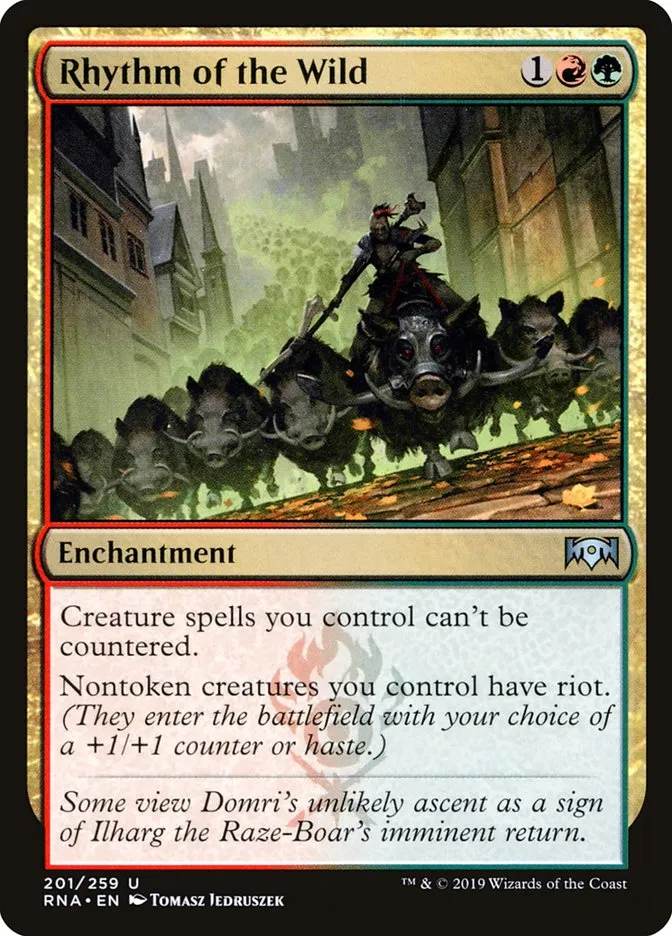 2019 Ravnica Allegiance Rhythm of the Wild #201 uncommon card image