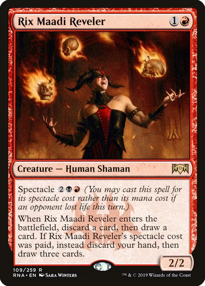 2019 Ravnica Allegiance Rix Maadi Reveler #109 rare card image
