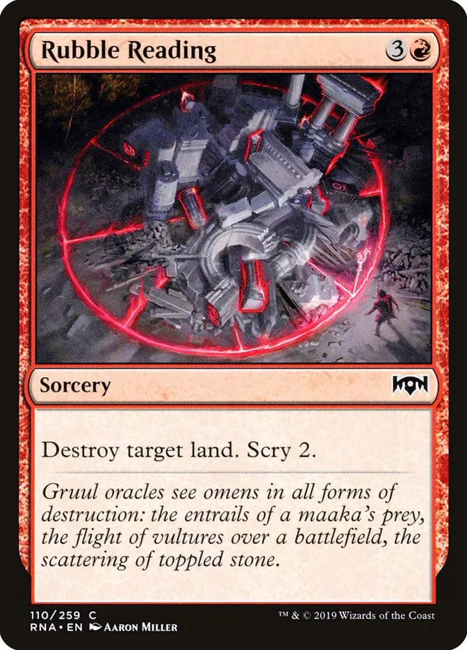 2019 Ravnica Allegiance Rubble Reading #110 common card image