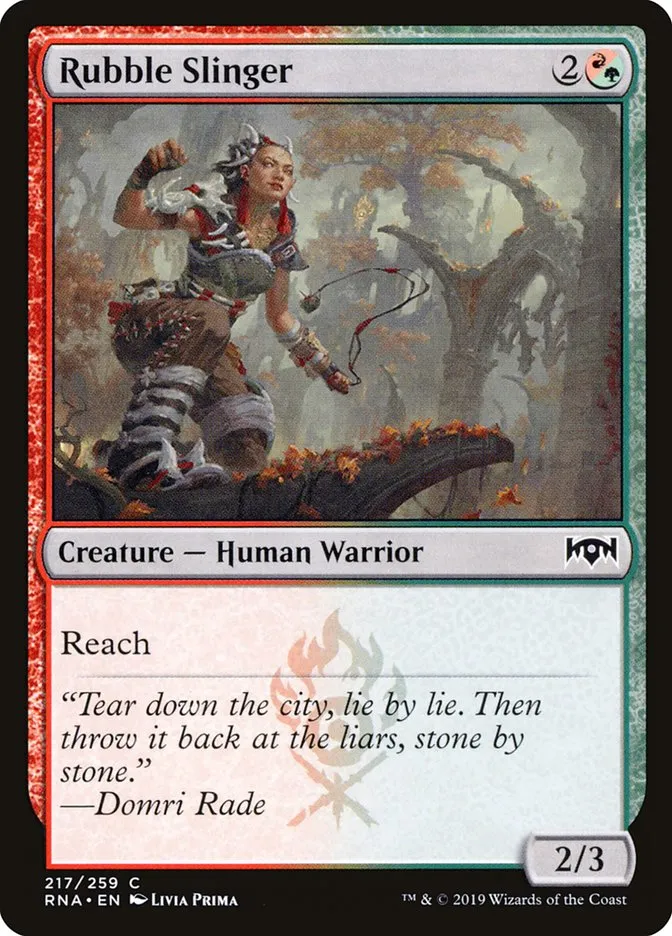 2019 Ravnica Allegiance Rubble Slinger #217 common card image