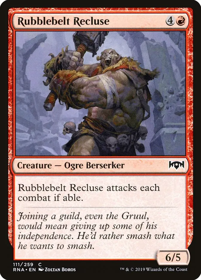 2019 Ravnica Allegiance Rubblebelt Recluse #111 common card image