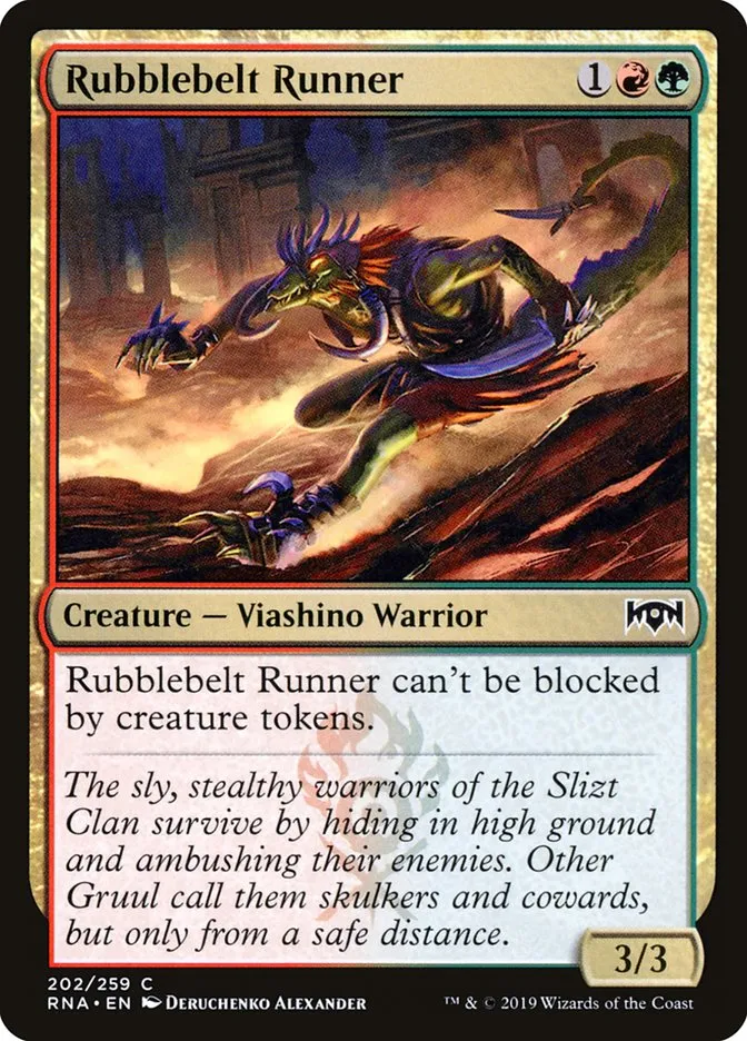 2019 Ravnica Allegiance Rubblebelt Runner #202 common card image