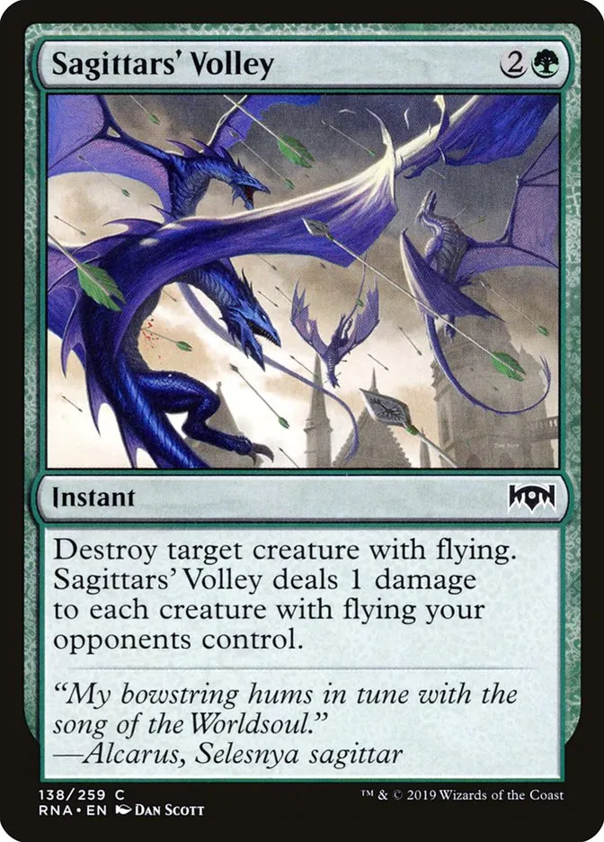 2019 Ravnica Allegiance Sagittars' Volley #138 common card image