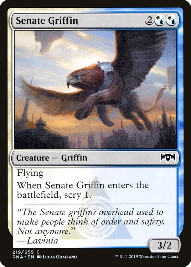 2019 Ravnica Allegiance Senate Griffin #219 common card image