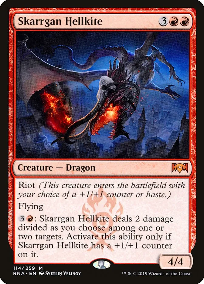 2019 Ravnica Allegiance Skarrgan Hellkite #114 mythic card image