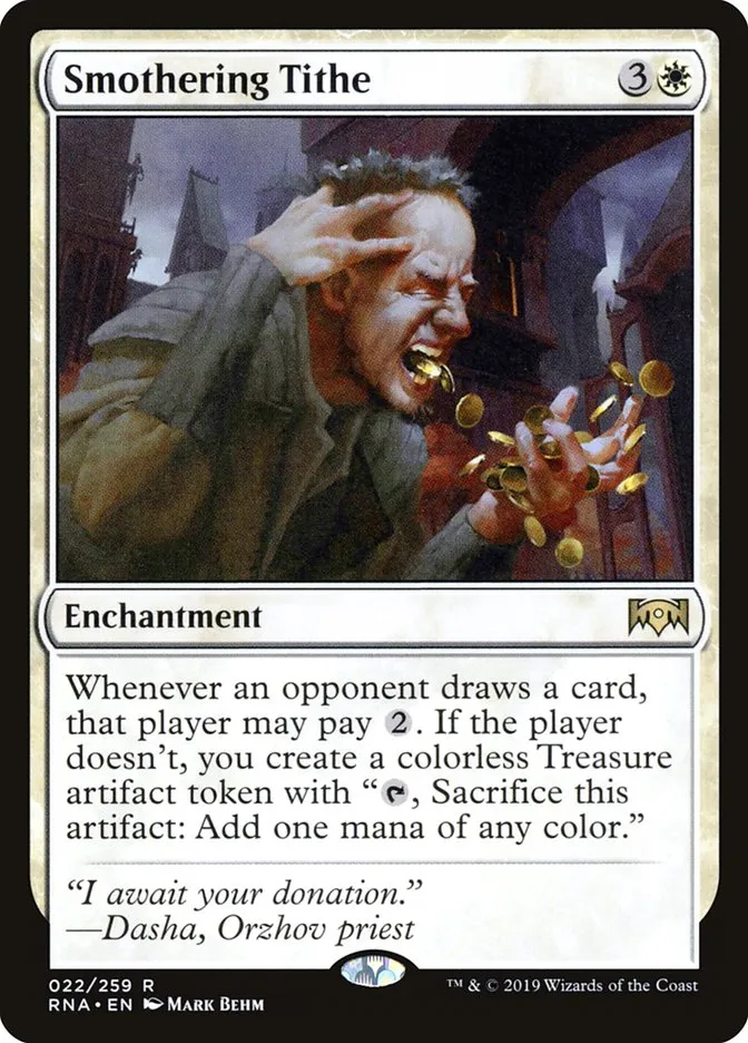 2019 Ravnica Allegiance Smothering Tithe rare #22 rare card image