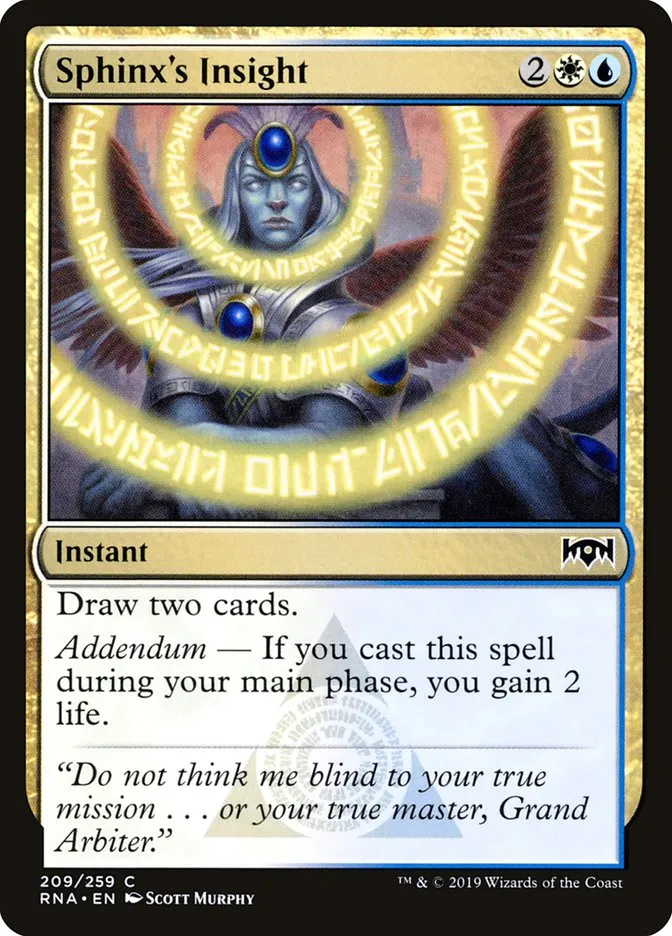 2019 Ravnica Allegiance Sphinx's Insight #209 common card image