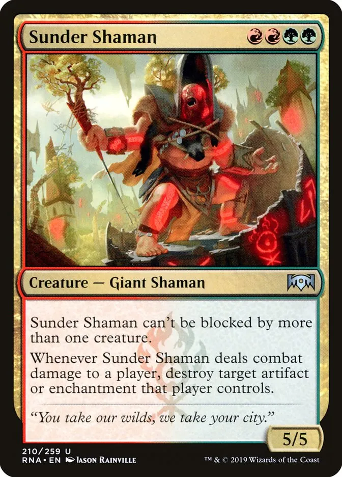 2019 Ravnica Allegiance Sunder Shaman #210 uncommon card image
