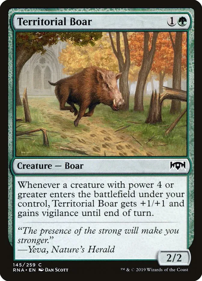2019 Ravnica Allegiance Territorial Boar #145 common card image