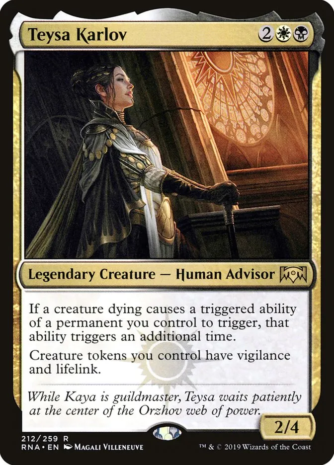 2019 Ravnica Allegiance Teysa Karlov #212 rare card image