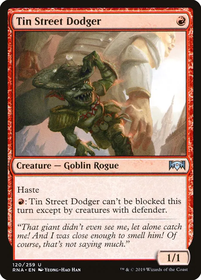 2019 Ravnica Allegiance Tin Street Dodger #120 uncommon card image