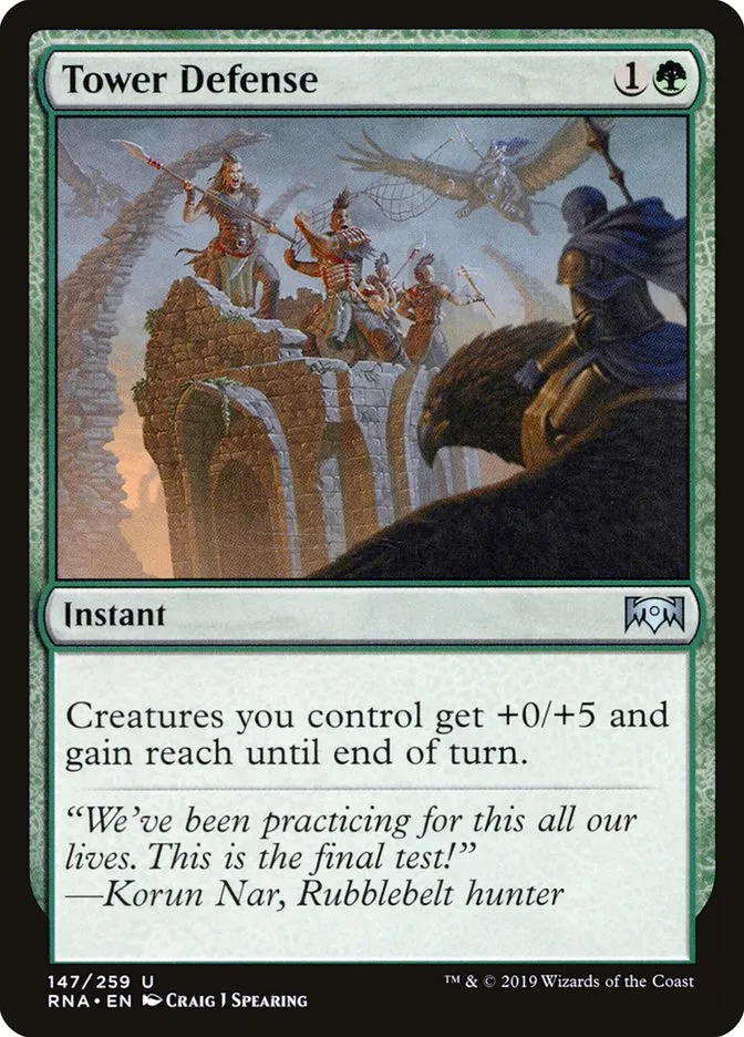 2019 Ravnica Allegiance Tower Defense #147 uncommon card image
