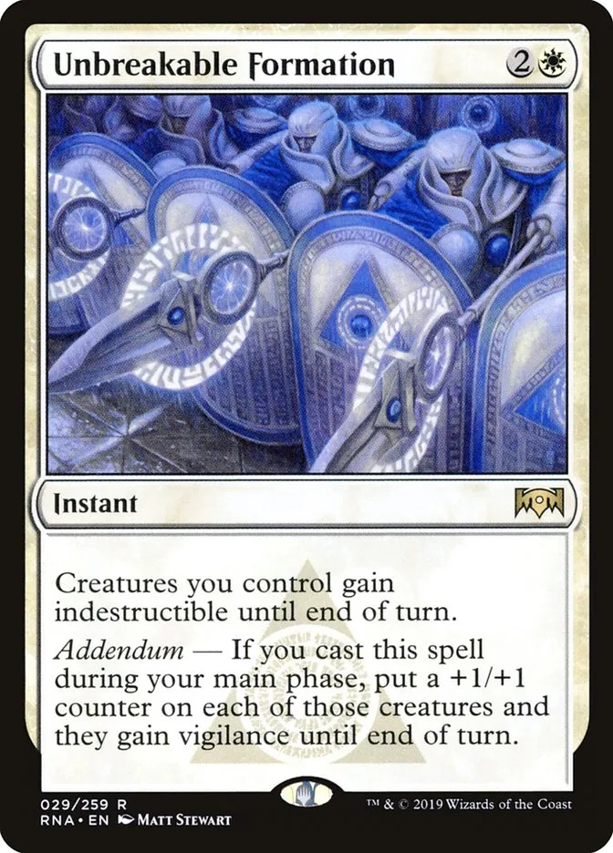 2019 Ravnica Allegiance Unbreakable Formation rare #29 rare card image