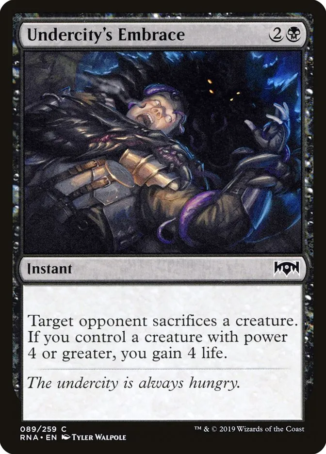 2019 Ravnica Allegiance Undercity's Embrace #89 common card image