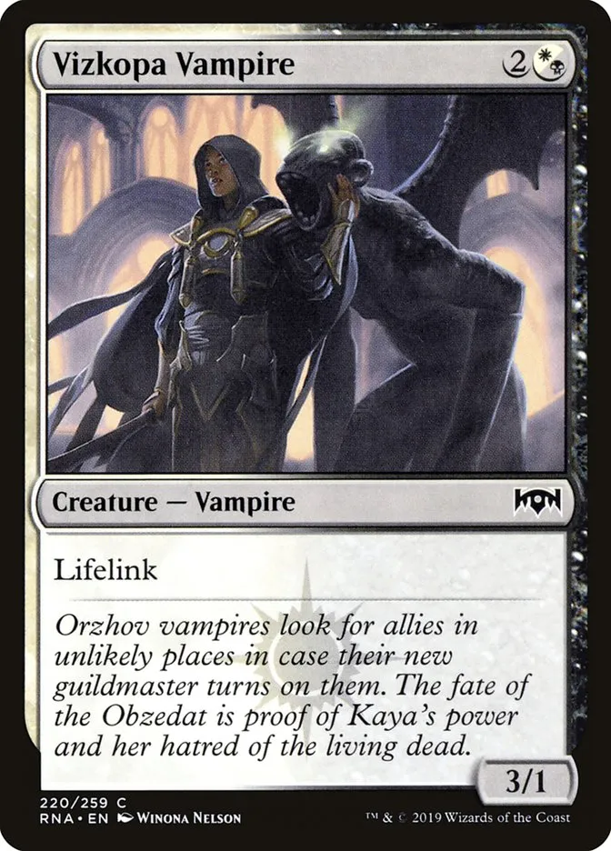 2019 Ravnica Allegiance Vizkopa Vampire #220 common card image