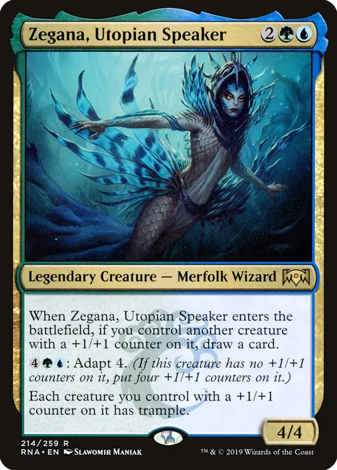 2019 Ravnica Allegiance Zegana, Utopian Speaker #214 rare card image