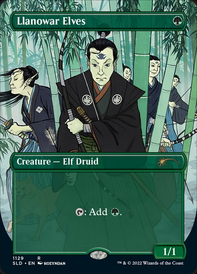 2019 Secret Lair Drop Llanowar Elves #1129 rare card image