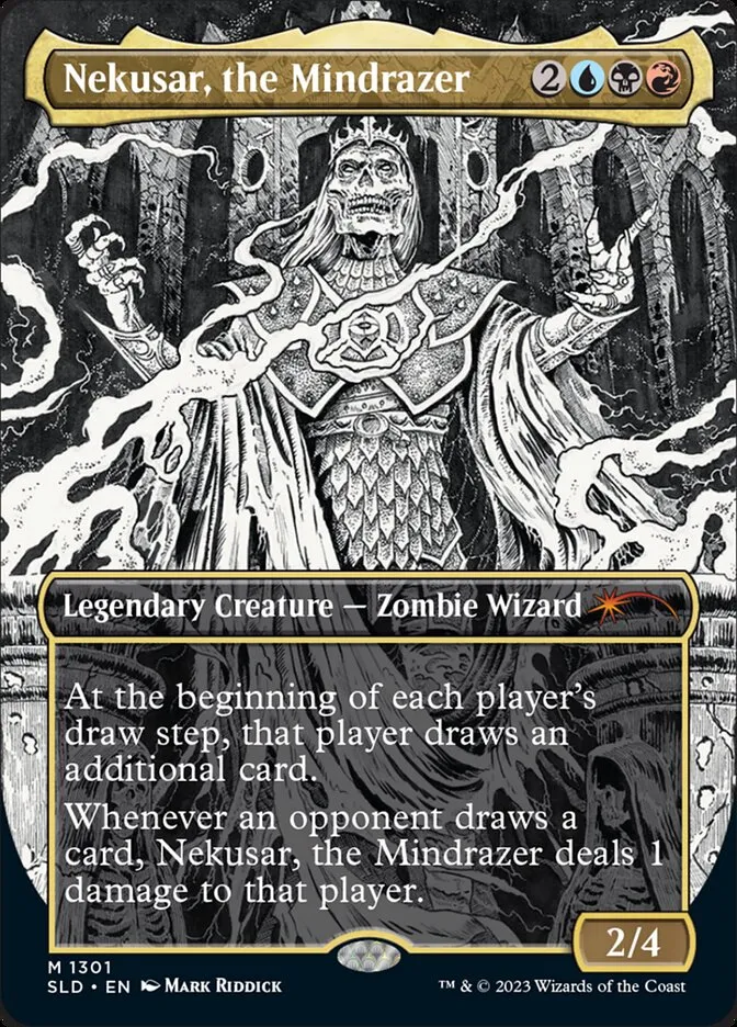 2019 Secret Lair Drop Nekusar, the Mindrazer #1301 mythic card image