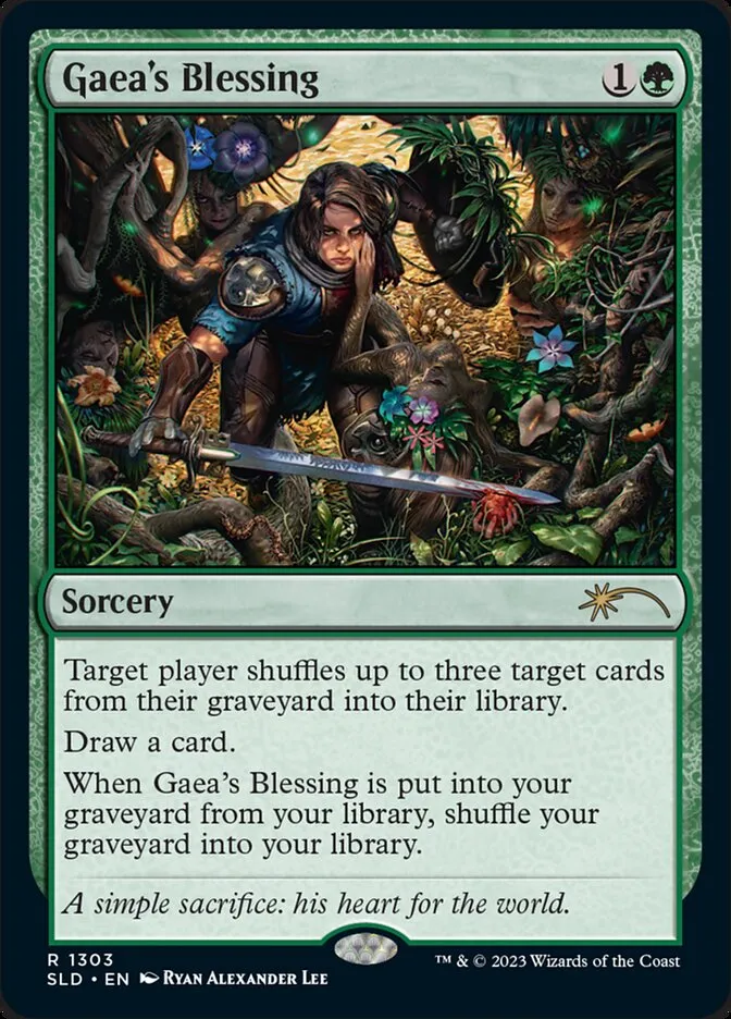 2019 Secret Lair Drop Gaea's Blessing #1303 rare card image
