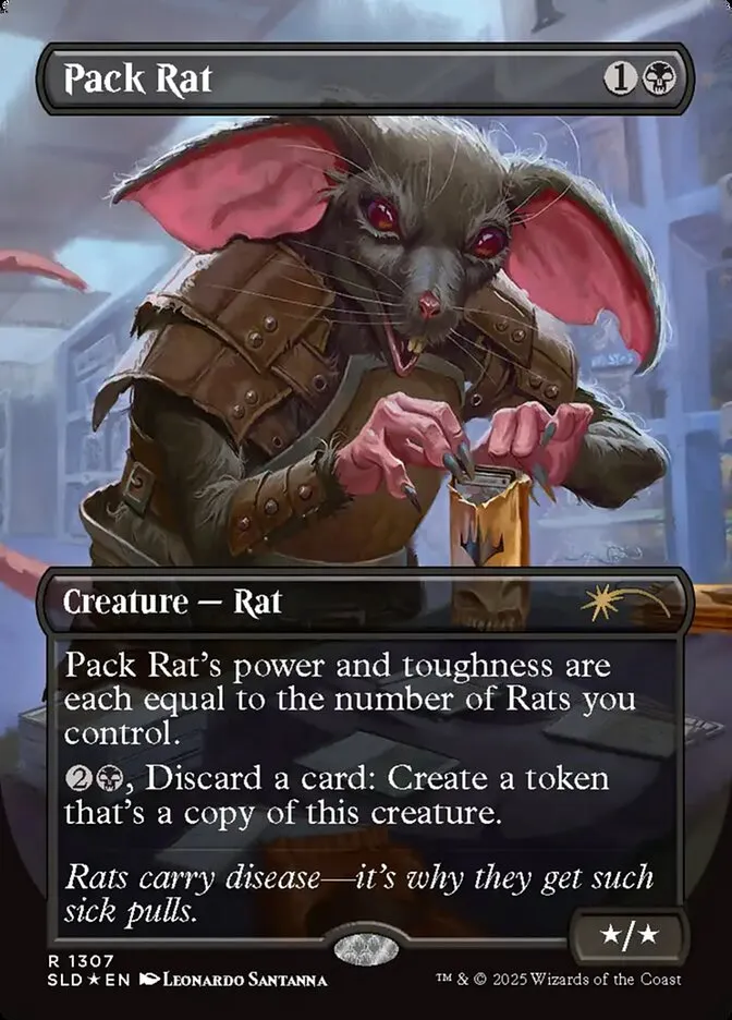 2019 Secret Lair Drop Pack Rat [Rainbow Foil] rare #1307 rare card image