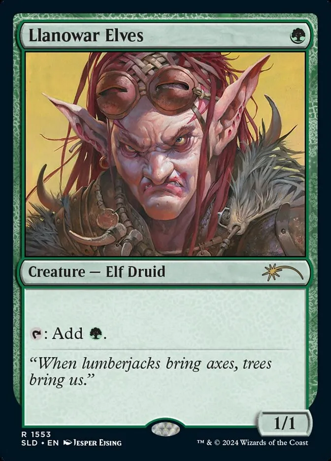 2019 Secret Lair Drop Llanowar Elves #1553 rare card image