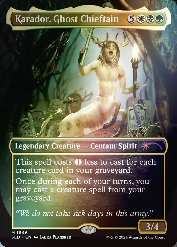 2019 Secret Lair Drop Karador, Ghost Chieftain #1646★ mythic card image
