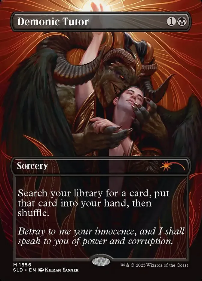 2019 Secret Lair Drop Demonic Tutor #1856 mythic card image