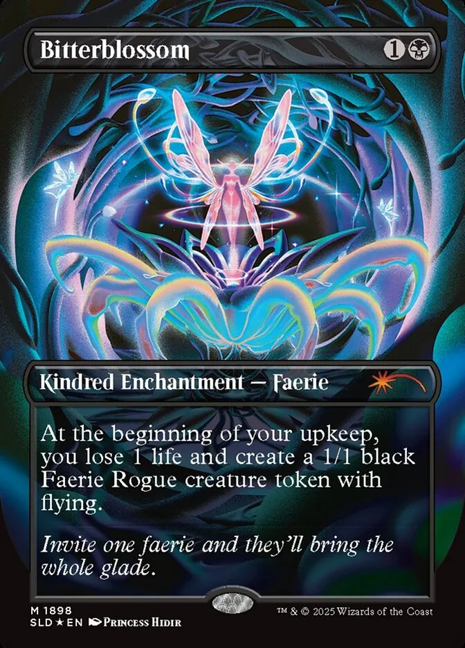 2019 Secret Lair Drop Bitterblossom [Double Rainbow Foil] mythic #1898 mythic card image
