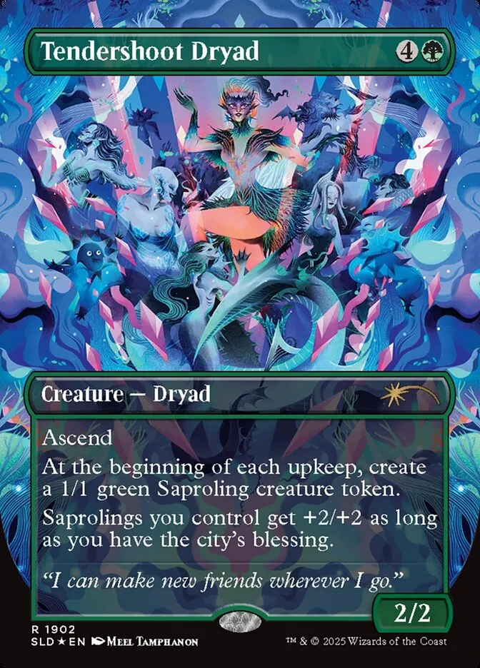 2019 Secret Lair Drop Tendershoot Dryad [Double Rainbow Foil] rare #1902 rare card image