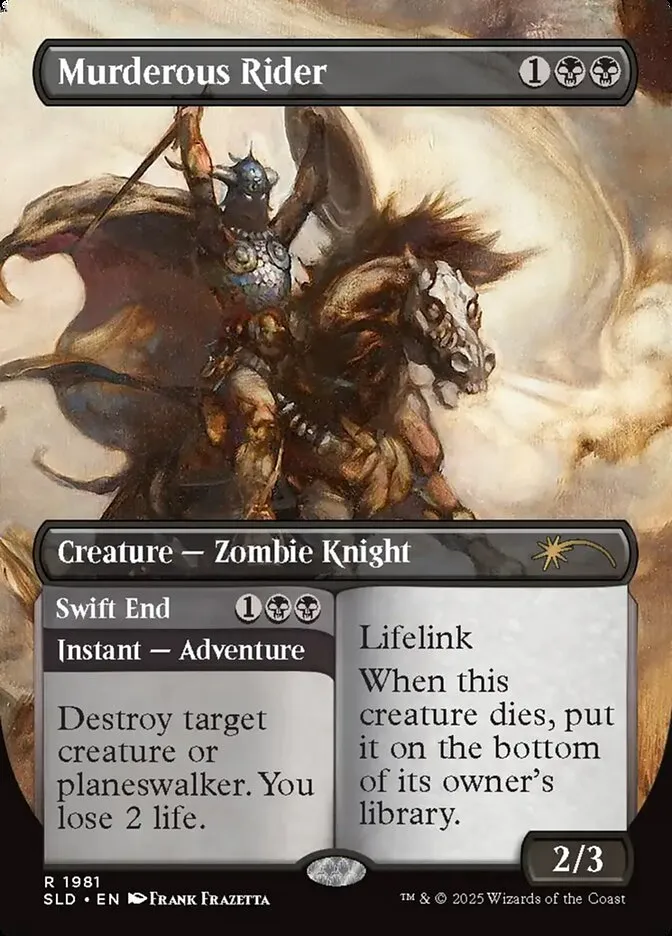 2019 Secret Lair Drop Murderous Rider // Swift End #1981 rare card image