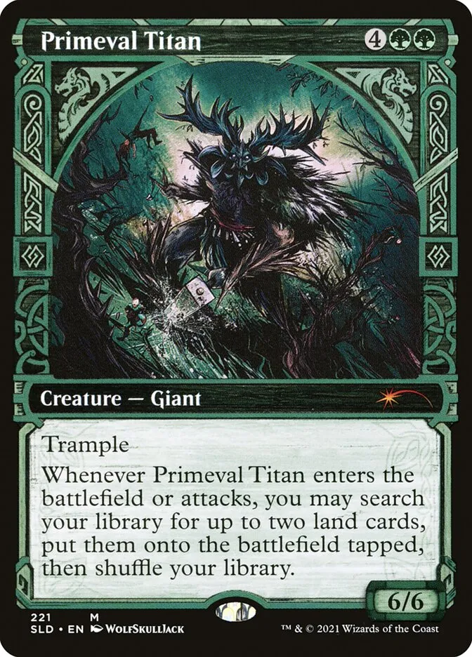 2019 Secret Lair Drop Primeval Titan mythic #221 mythic card image