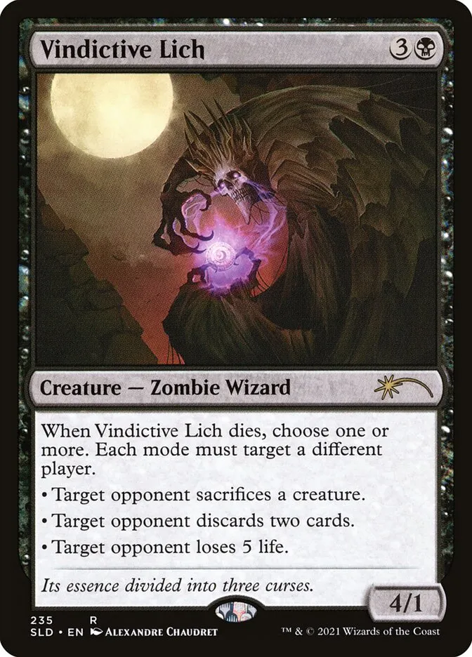 2019 Secret Lair Drop Vindictive Lich #235 rare card image