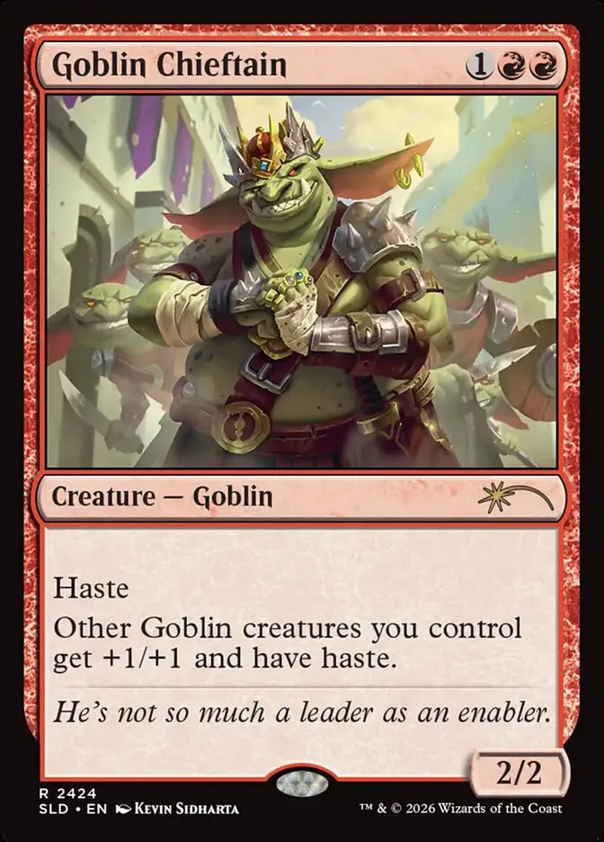2019 Secret Lair Drop Goblin Chieftain #2424 rare card image