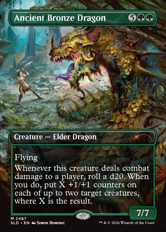 2019 Secret Lair Drop Ancient Bronze Dragon #2487 mythic card image
