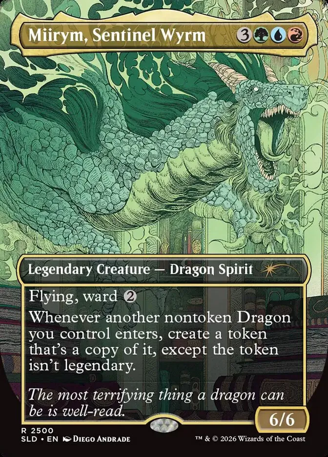 2019 Secret Lair Drop Miirym, Sentinel Wyrm #2500 rare card image